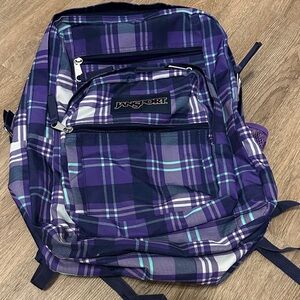 JanSport Blue and Purple Plaid Backpack